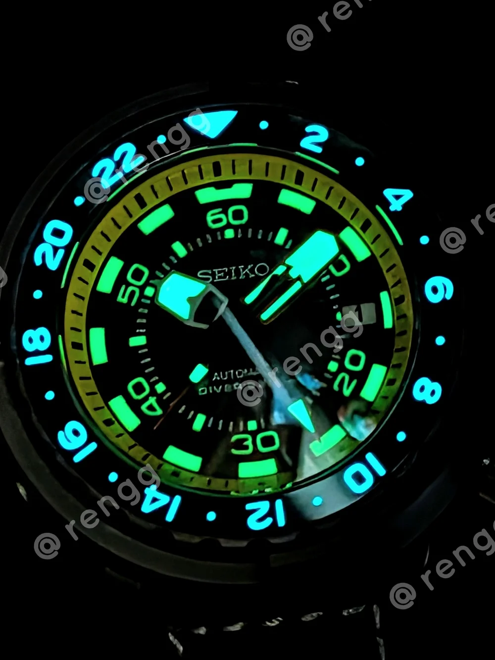 47mm Titanium GMT Tuna Canned Seiko Automatic Diver Mod Watch Black Yellow